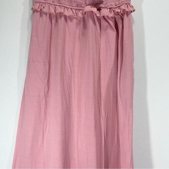 NWT Grace Karin Pink Strapless Smocked Maxi Dress with Pockets Women's Medium - Picture 3 of 9